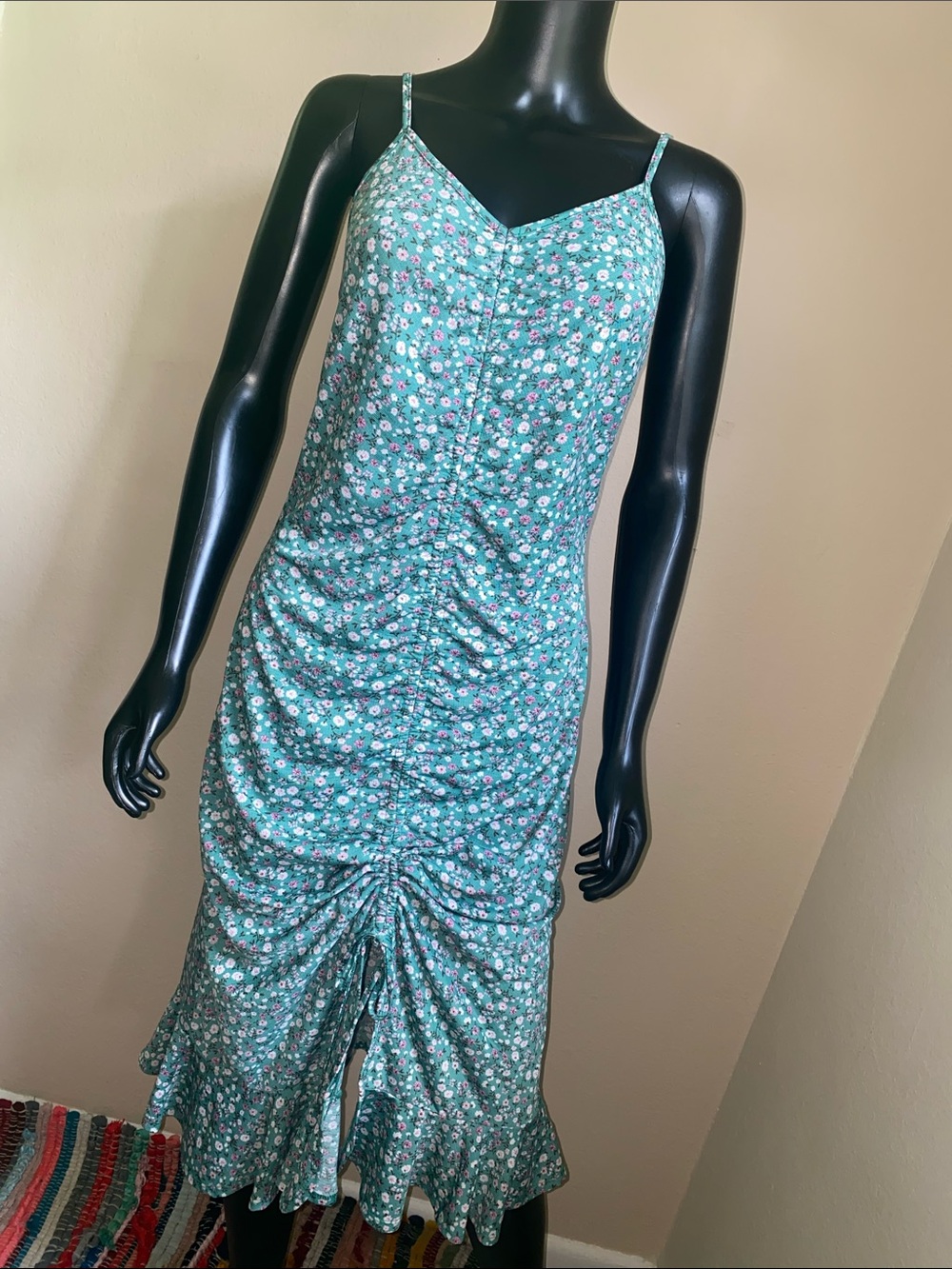 Liberty Love Teal Ruched Floral Maxi Dress